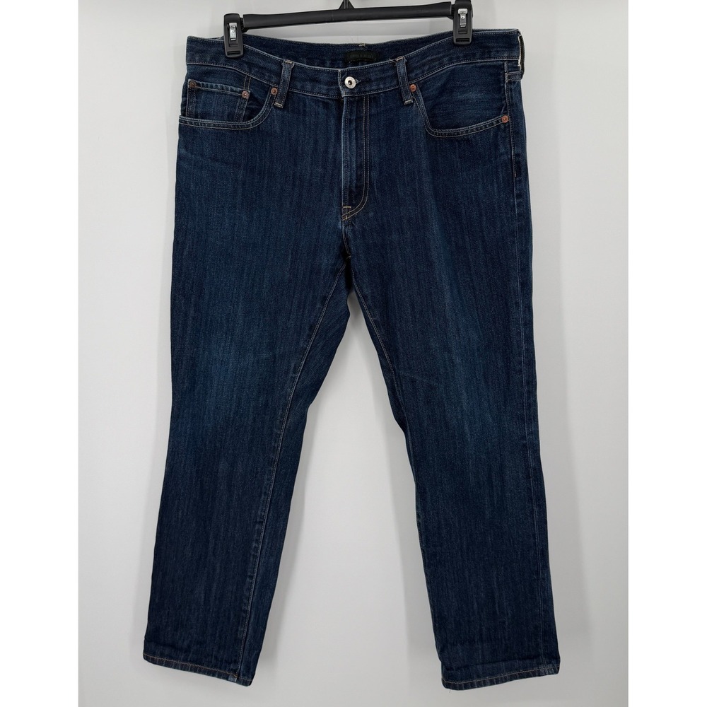 Uniqlo Jeans Mens 39x30 Regular Fit Straight Kaihara Denim Dark Wash 321-172726